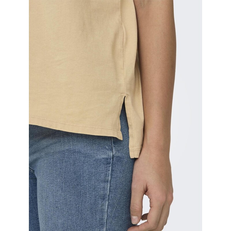 ONLY Majica temno bež / temno rjava / gorčica