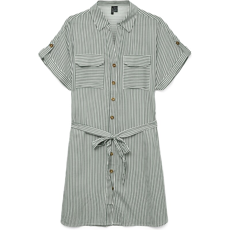 VERO MODA Dolga srajca 'VMBumpy' temno zelena / bela