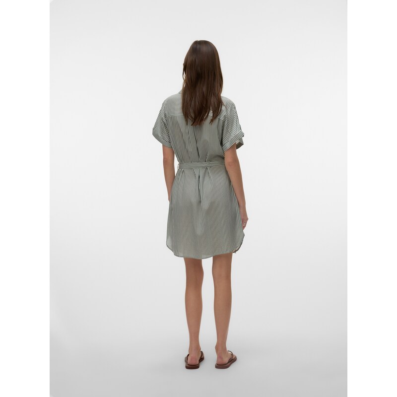 VERO MODA Dolga srajca 'VMBumpy' temno zelena / bela