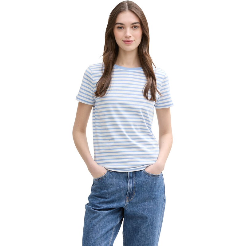 TOM TAILOR DENIM Majica svetlo modra / off-bela