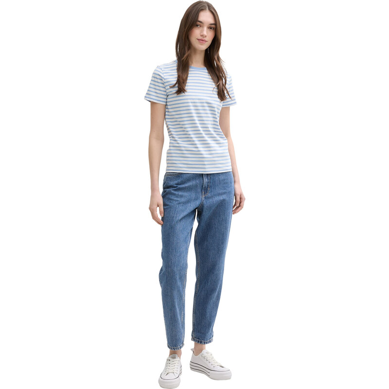 TOM TAILOR DENIM Majica svetlo modra / off-bela
