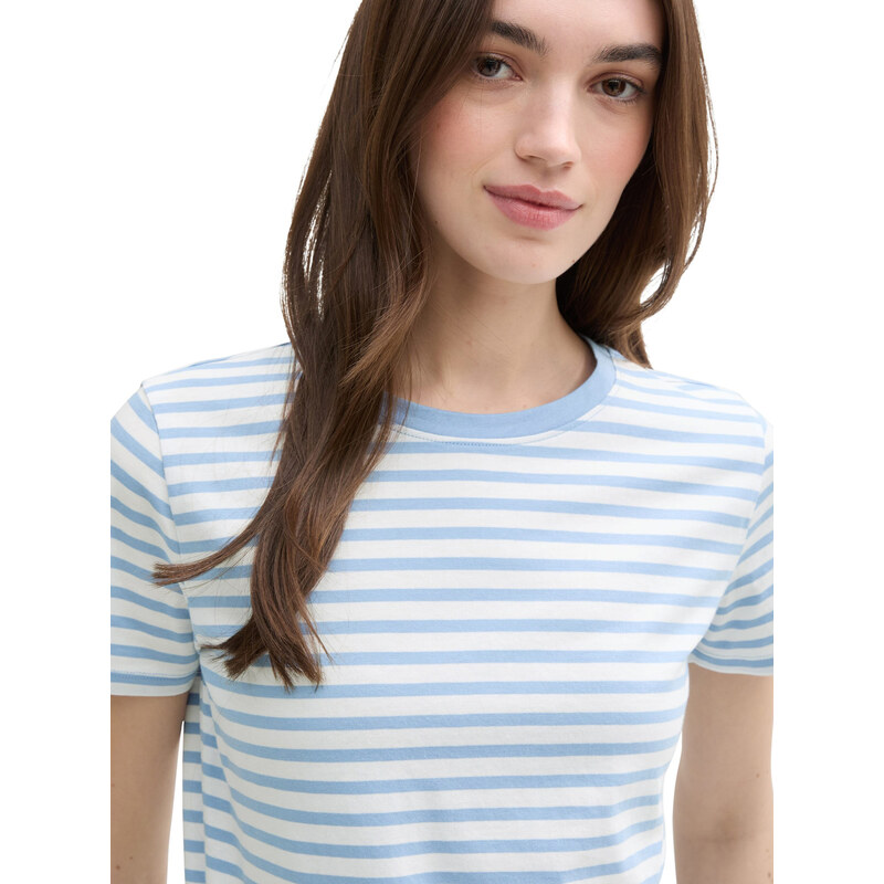 TOM TAILOR DENIM Majica svetlo modra / off-bela