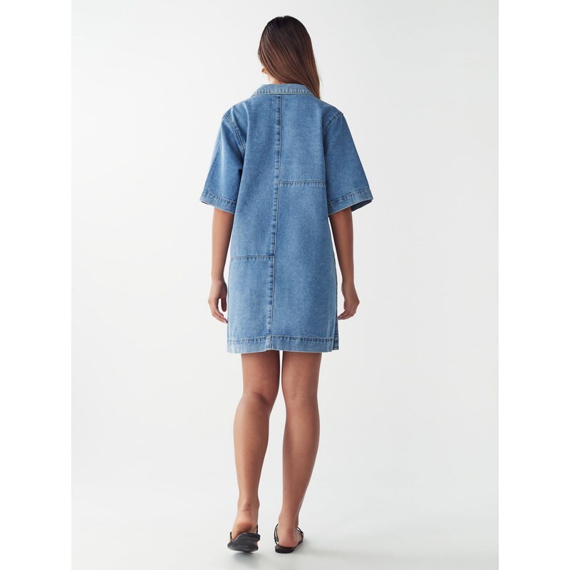 St MRLO Dolga srajca 'DENIM SHIRT DRESS' modra