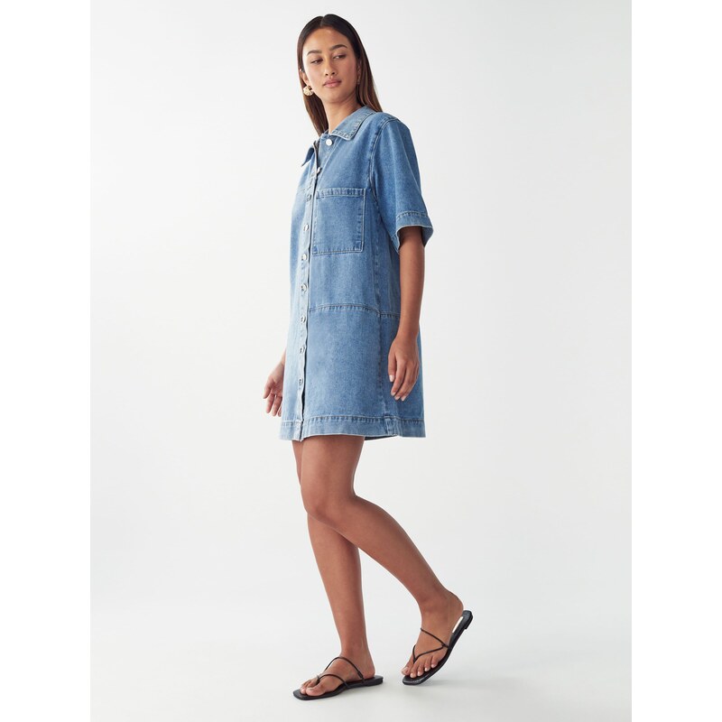 St MRLO Dolga srajca 'DENIM SHIRT DRESS' modra