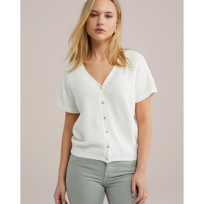 WE Fashion Pletena jopa bela