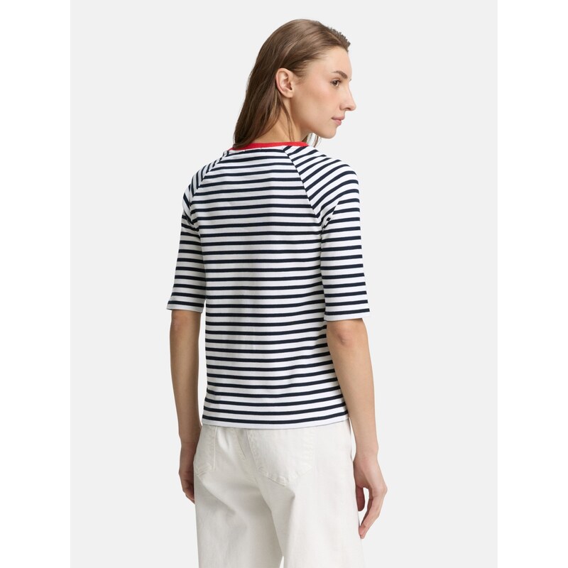 TOM TAILOR DENIM Majica rdeča / črna / bela