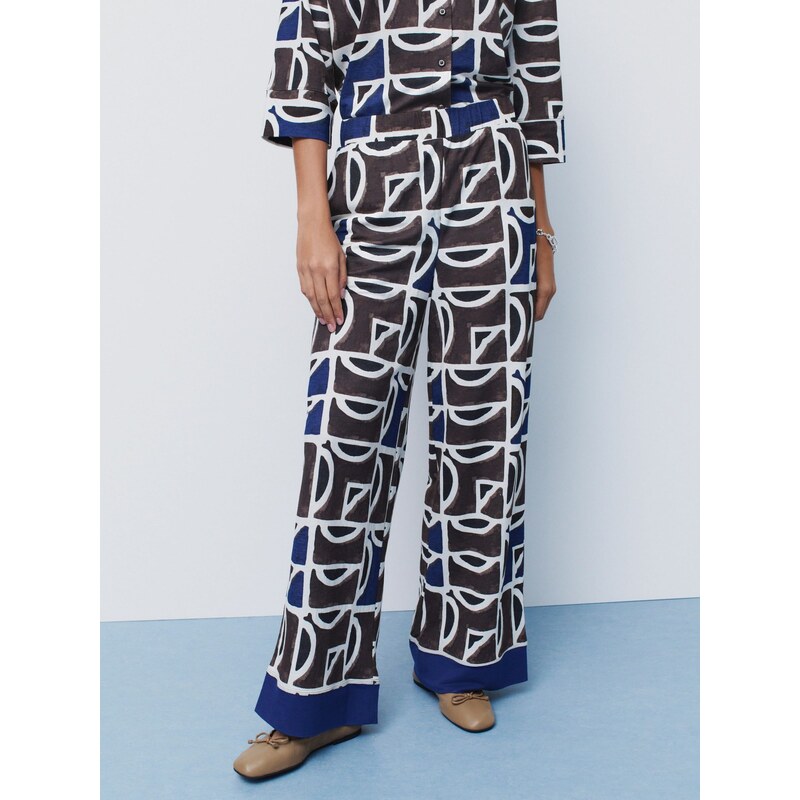 Next Hlače mornarska / temno rjava / črna / bela