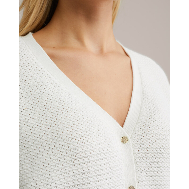 WE Fashion Pletena jopa bela