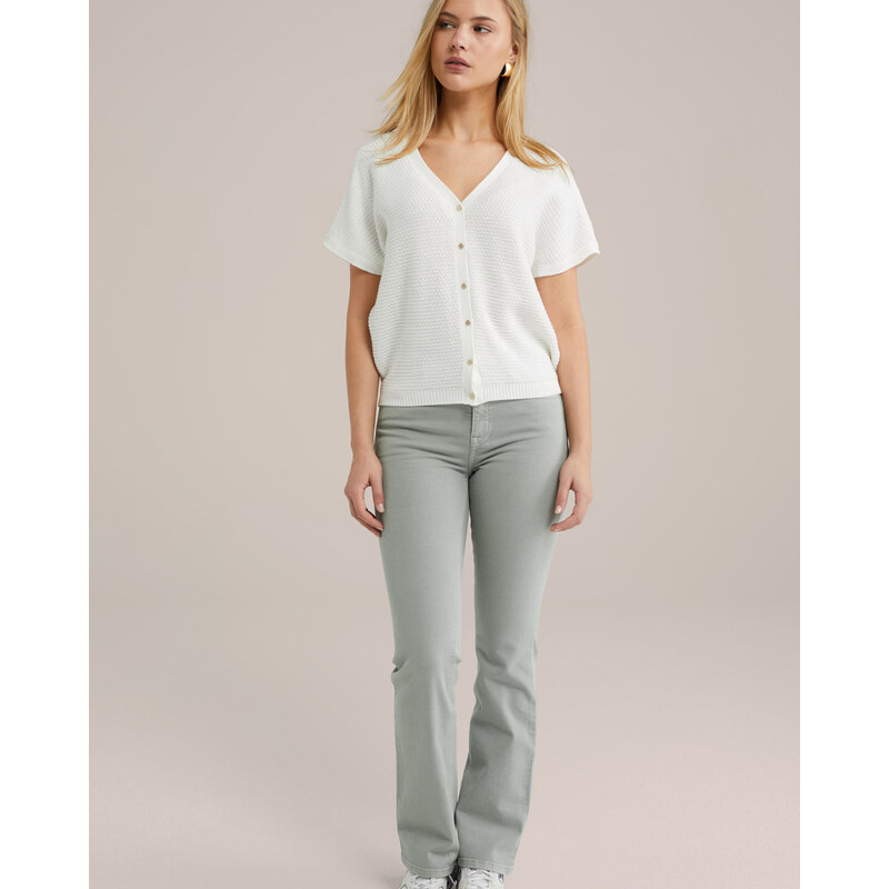 WE Fashion Pletena jopa bela