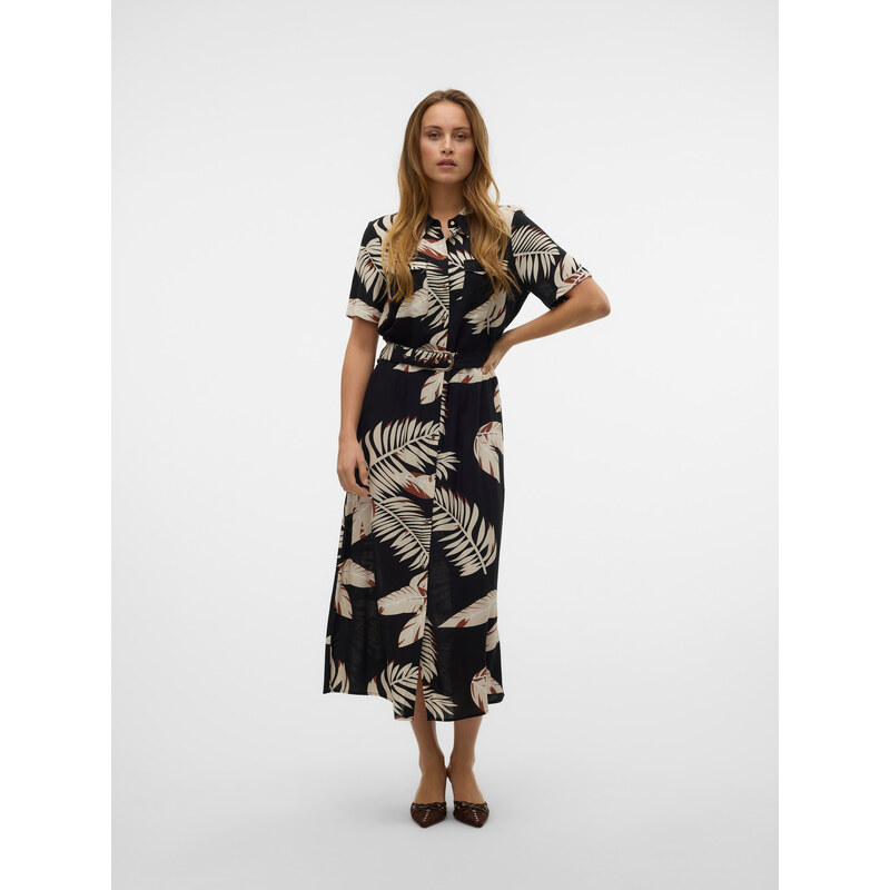 VERO MODA Dolga srajca 'VMEASY' bež / rjava / črna / bela