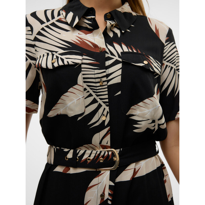 VERO MODA Dolga srajca 'VMEASY' bež / rjava / črna / bela