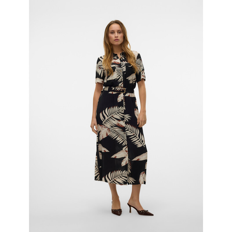 VERO MODA Dolga srajca 'VMEASY' bež / rjava / črna / bela