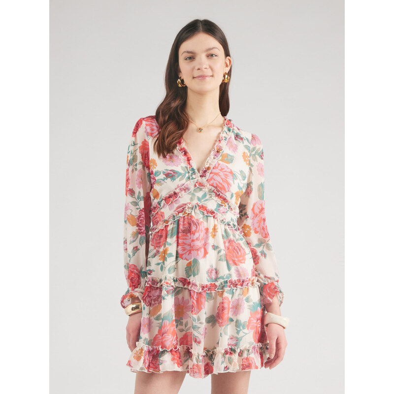 VILA Obleka 'VIEmsa' jelka / mandarina / svetlo rdeča / bela