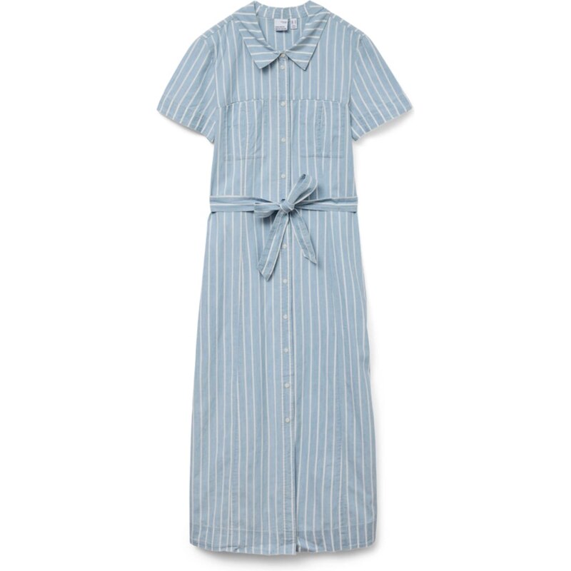 VERO MODA Dolga srajca 'VMVIO' moder denim / bela