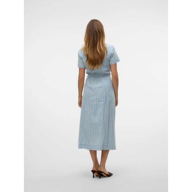 VERO MODA Dolga srajca 'VMVIO' moder denim / bela