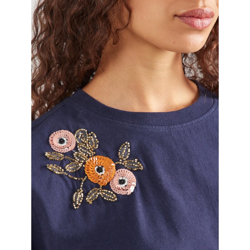 YAS Majica 'YASSannia' mornarska / zlata / oranžna / rosé