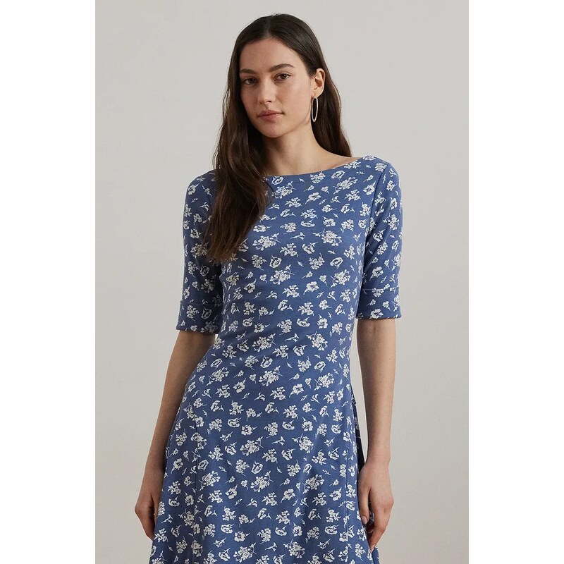 Bombažna obleka Lauren Ralph Lauren