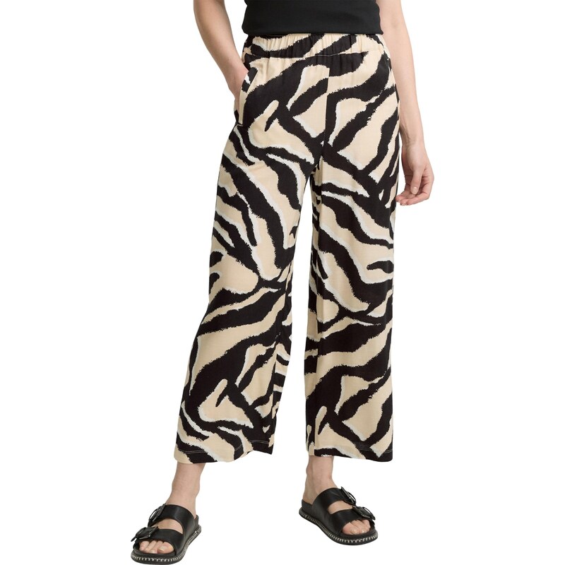 TOM TAILOR Hlače kremna / črna