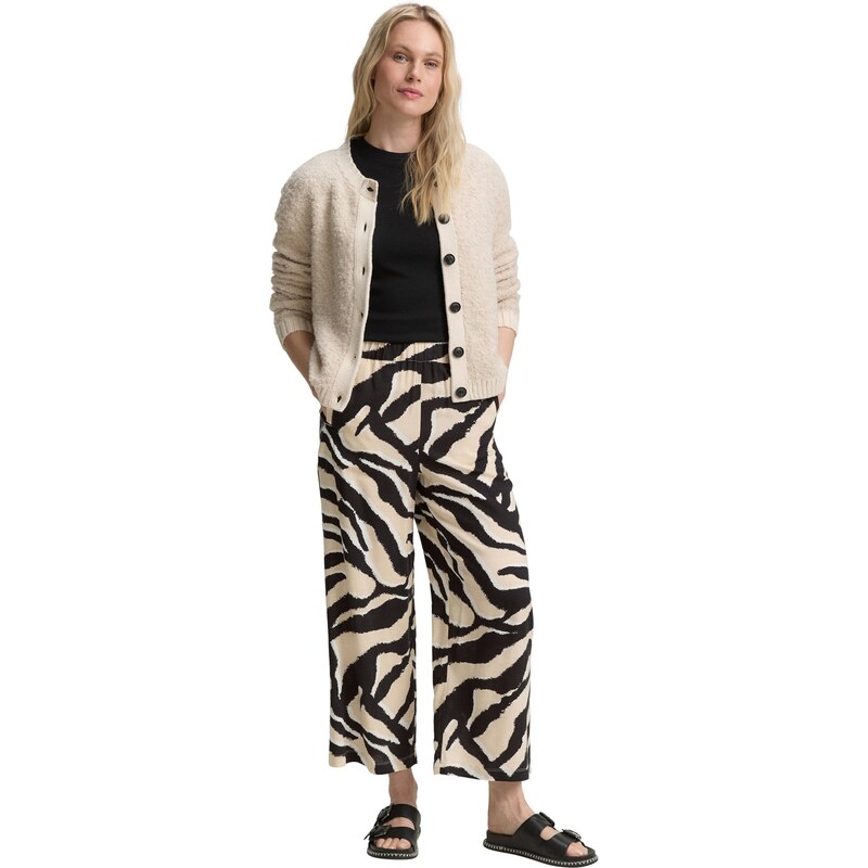 TOM TAILOR Hlače kremna / črna