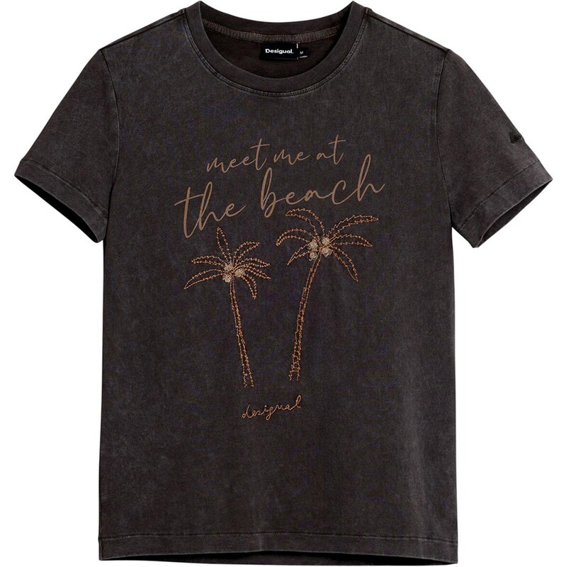 Desigual Majica 'Palm Tree' bež / oranžna / črna