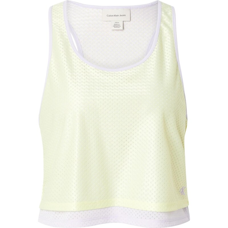 Calvin Klein Jeans Top 'PRIDE' pastelno zelena / bela