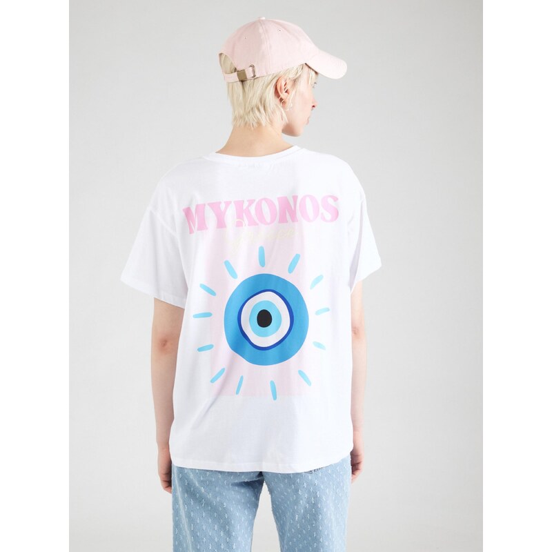 PIECES Široka majica 'PCALIFI FASTTRACK' azur / roza / pastelno roza / bela