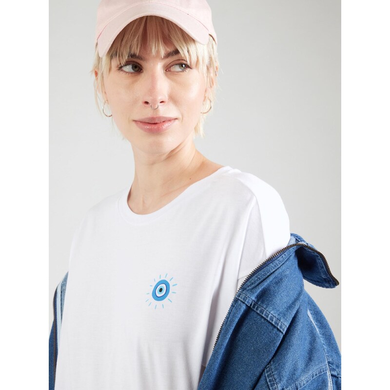 PIECES Široka majica 'PCALIFI FASTTRACK' azur / roza / pastelno roza / bela