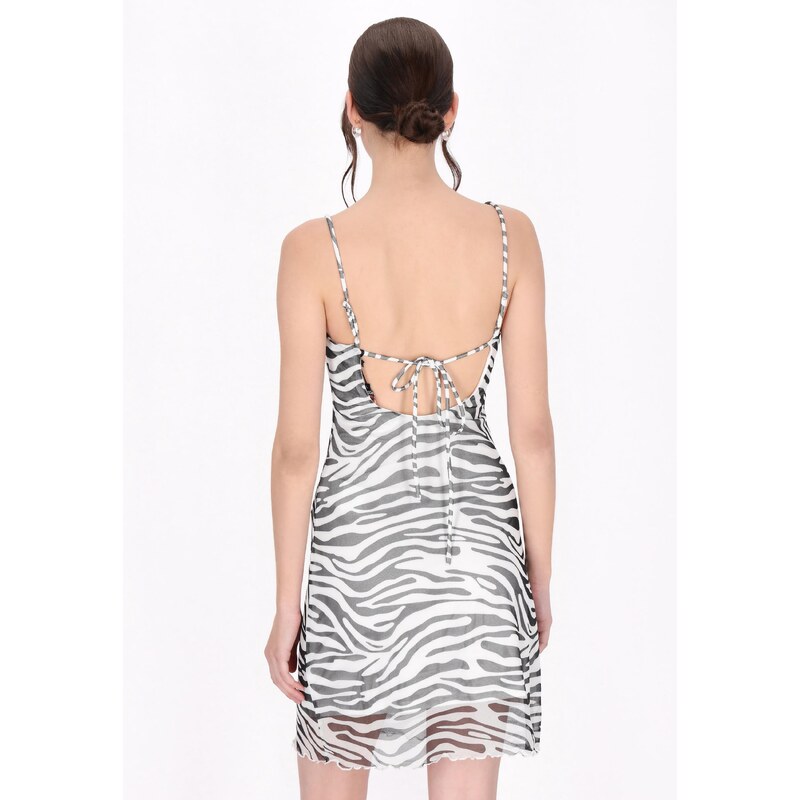 myMo ROCKS Obleka 'Fashion Look' črna / bela