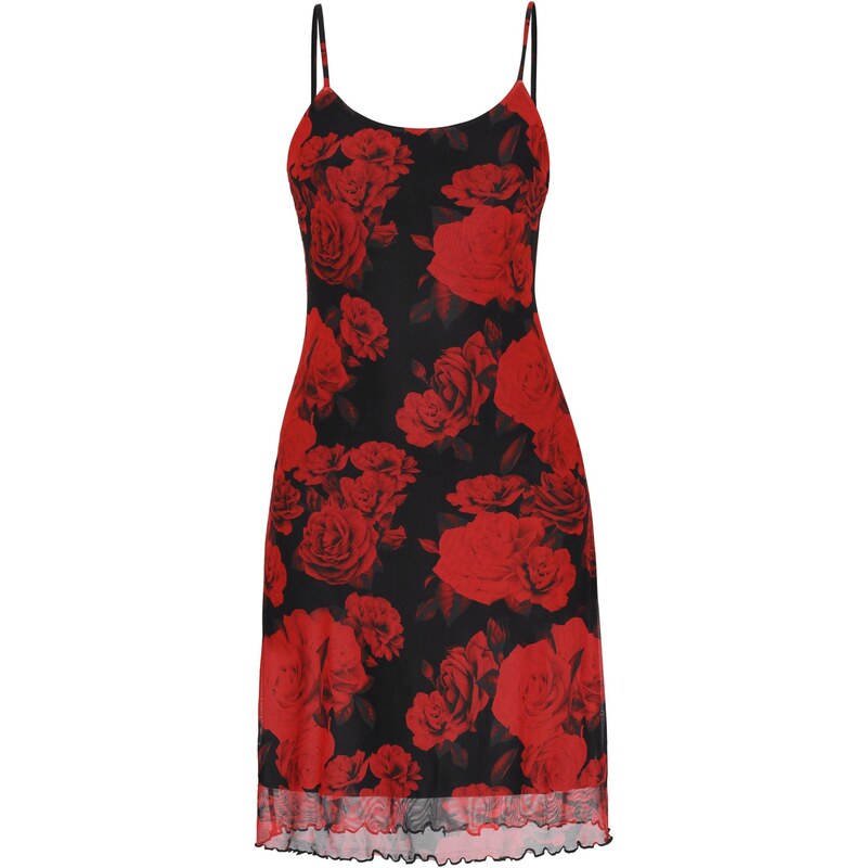 myMo ROCKS Poletna obleka 'Valentine's Day' ognjeno rdeča / črna