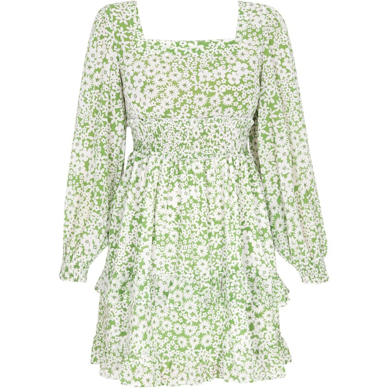 swirly Obleka svetlo zelena / bela