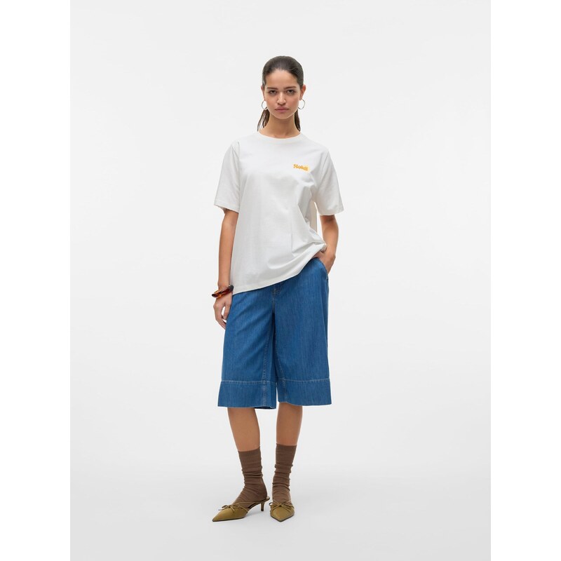 VERO MODA Majica 'VMDORIS CATY' sepija / med / bela