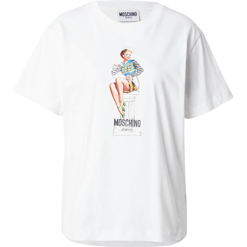 Moschino Jeans Majica svetlo modra / zlato-rumena / črna / bela