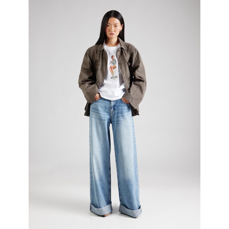 Moschino Jeans Majica svetlo modra / zlato-rumena / črna / bela