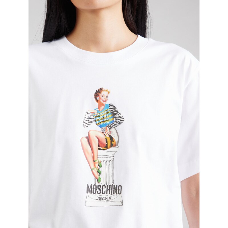 Moschino Jeans Majica svetlo modra / zlato-rumena / črna / bela