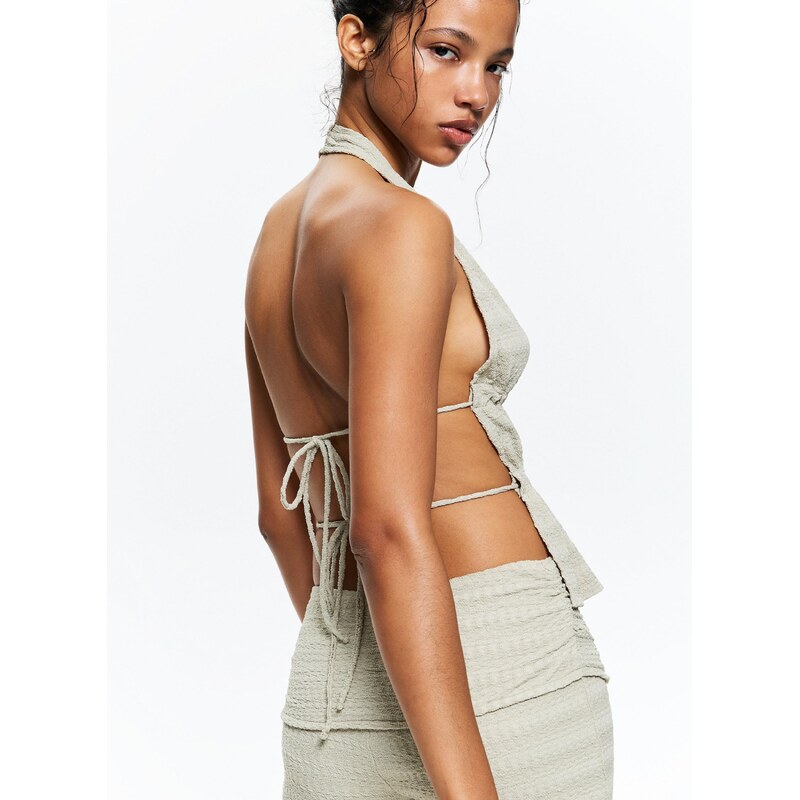 Pull&Bear Top pastelno zelena