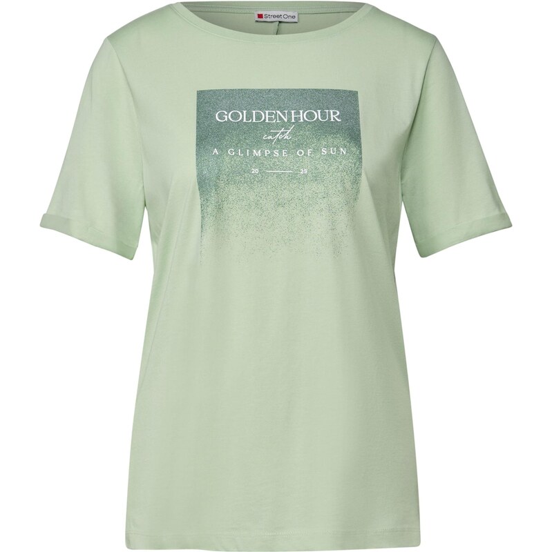 STREET ONE Majica trst / svetlo zelena / bela
