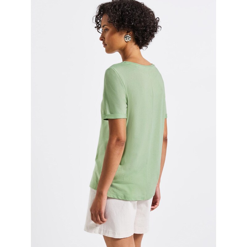 STREET ONE Majica trst / svetlo zelena / bela