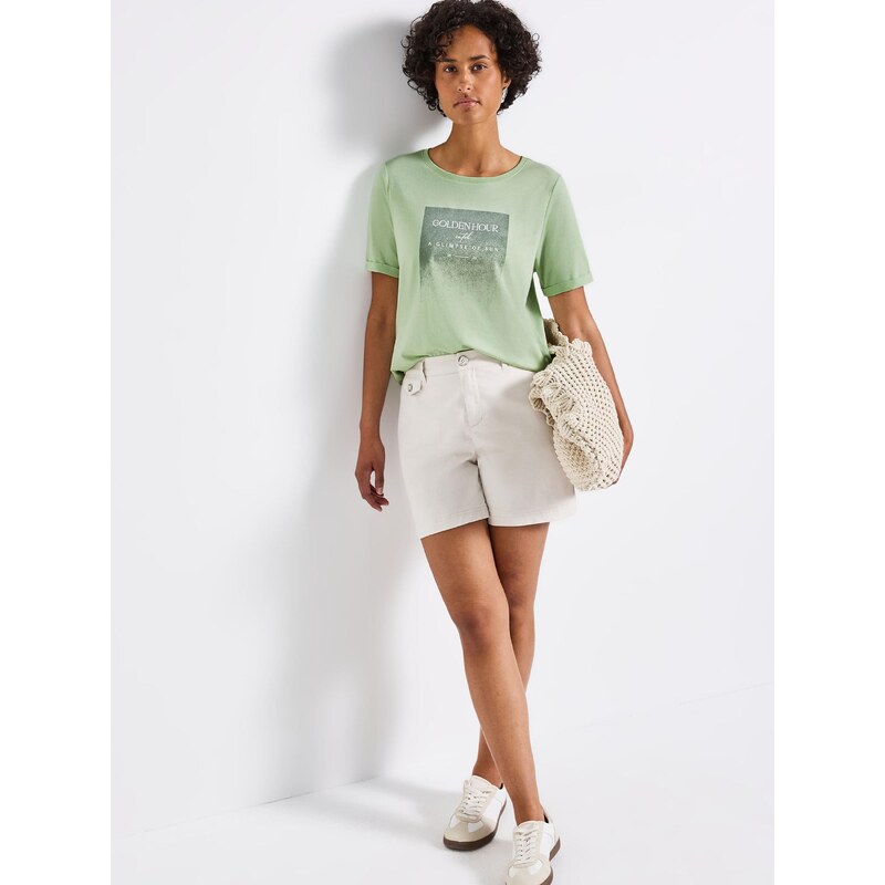 STREET ONE Majica trst / svetlo zelena / bela
