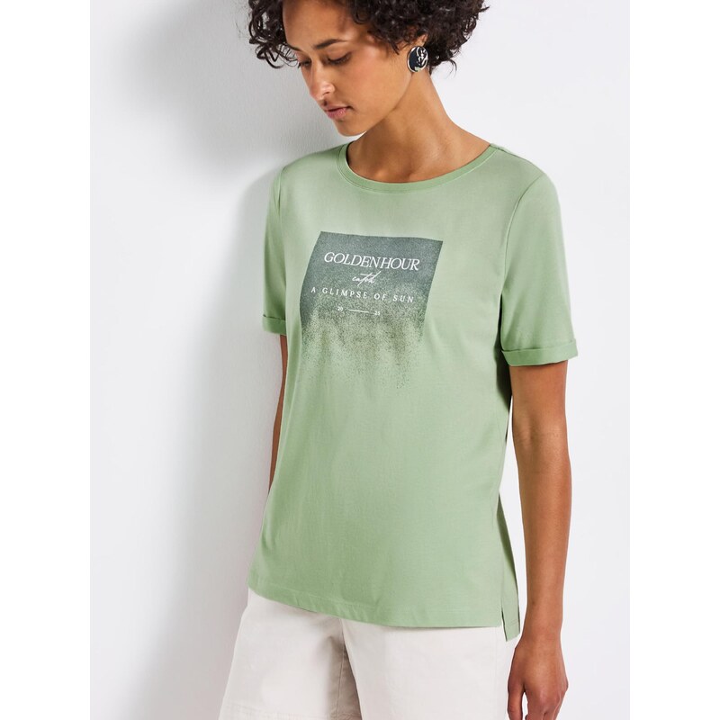 STREET ONE Majica trst / svetlo zelena / bela