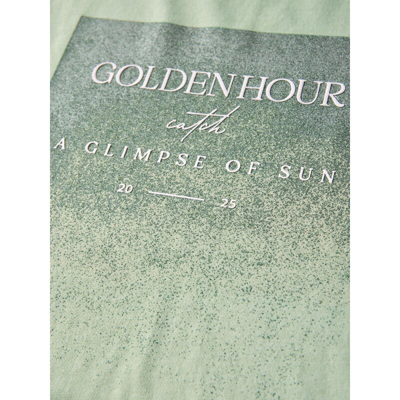 STREET ONE Majica trst / svetlo zelena / bela