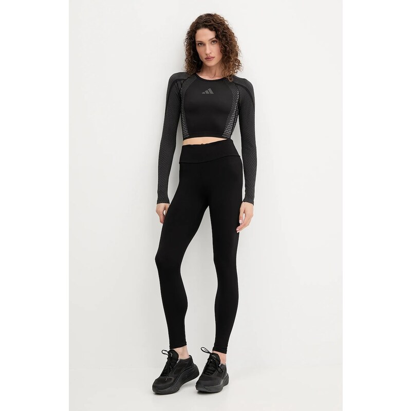 Majica z dolgimi rokavi za vadbo adidas Performance POWER črna barva, JH1364