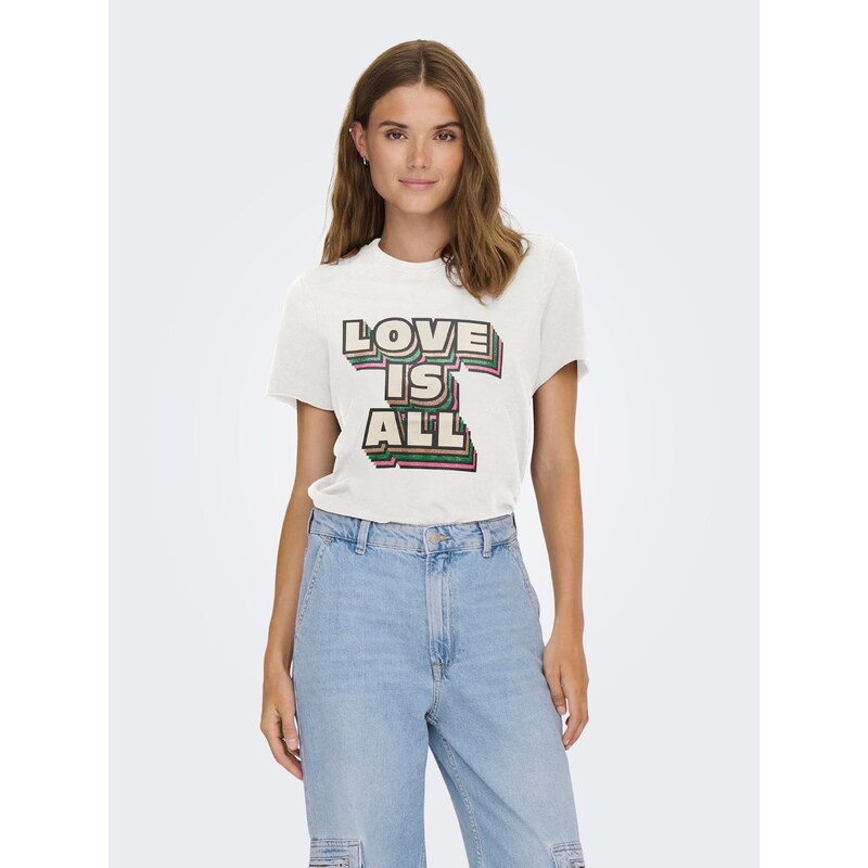 ONLY Majica 'ONLLUCKY' travnato zelena / roza / črna / bela