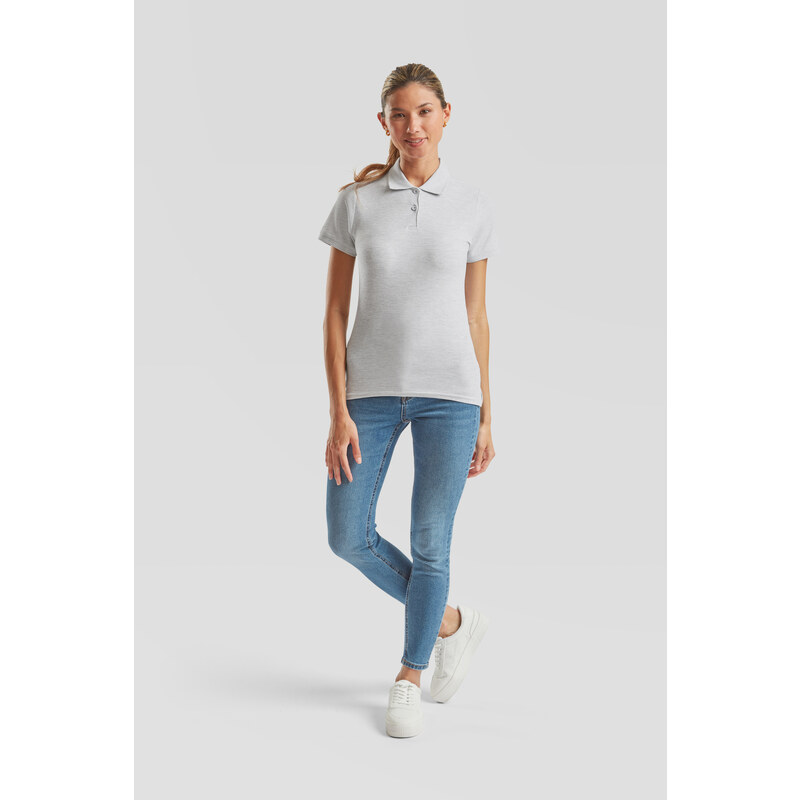 Grey Polo Fruit of the Loom Women's T-shirt