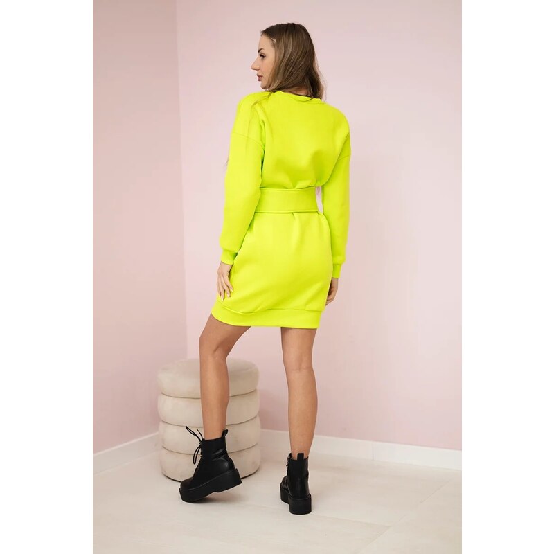 Kesi Insulated dress with pistachio decorative belt