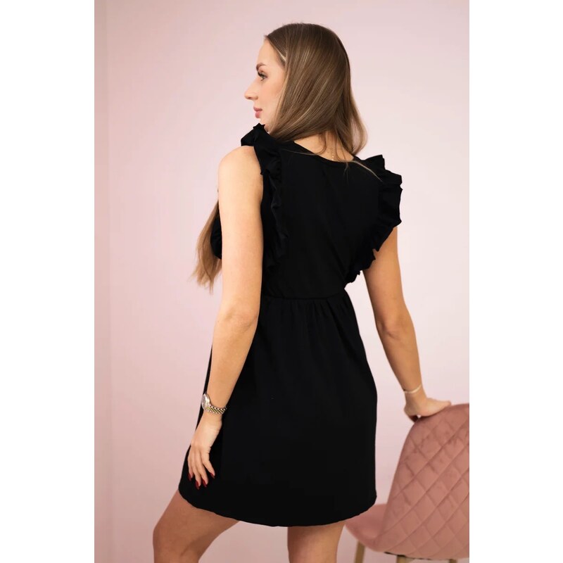 Kesi Dress with ruffles on the sides black