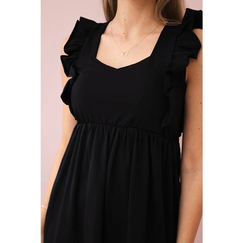 Kesi Dress with ruffles on the sides black