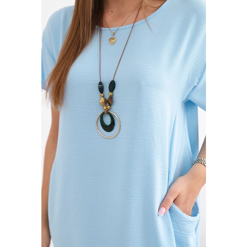 Kesi Włoski Dress with pockets and pendant blue