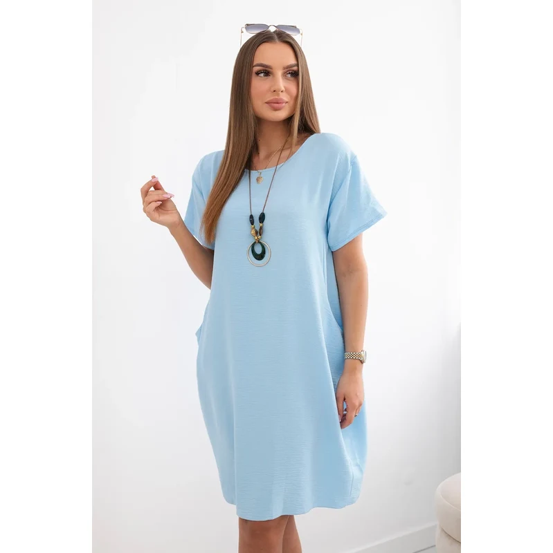 Kesi Włoski Dress with pockets and pendant blue