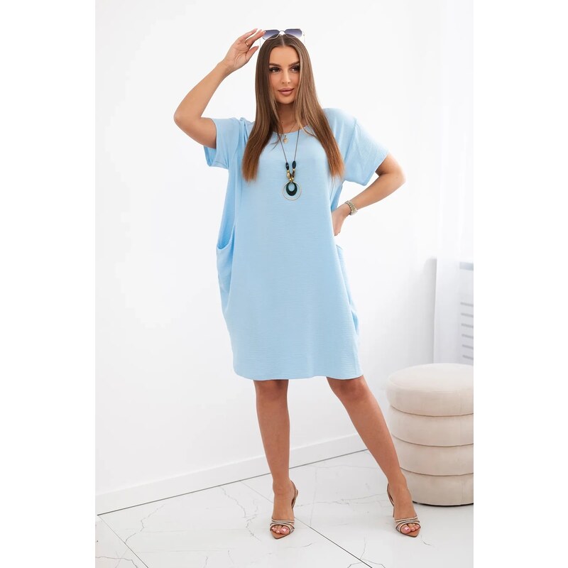 Kesi Włoski Dress with pockets and pendant blue