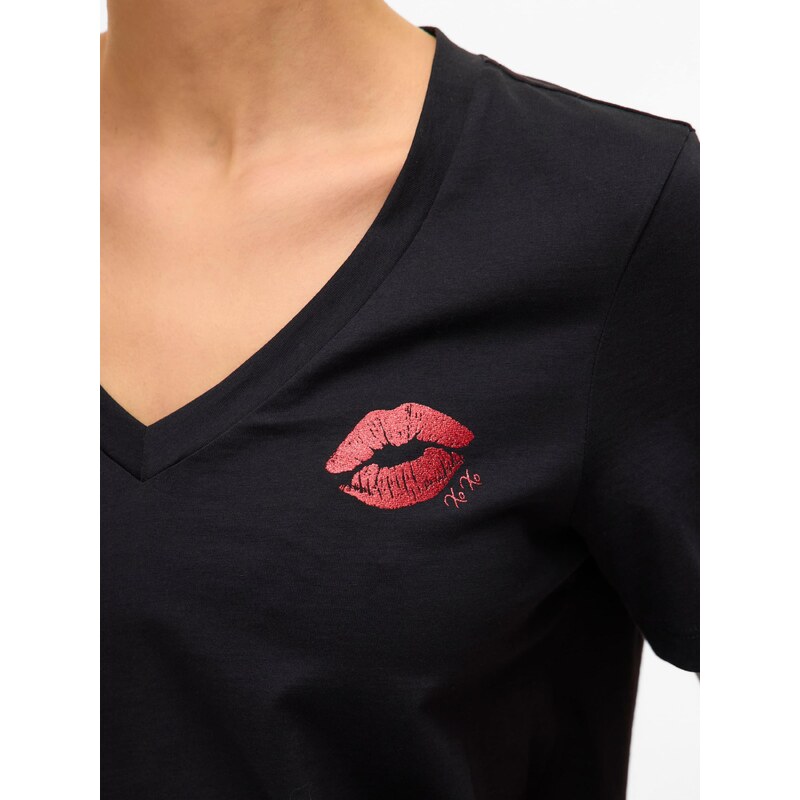 VERO MODA Majica 'VMFEYOLA' krvavo rdeča / črna